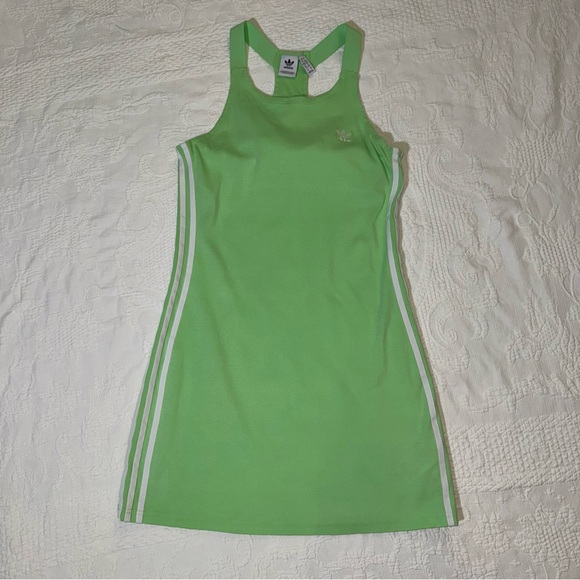 adidas Women's Athletic Dress With 3 Stripes Racer Back Light Green Size Large - Picture 13 of 13